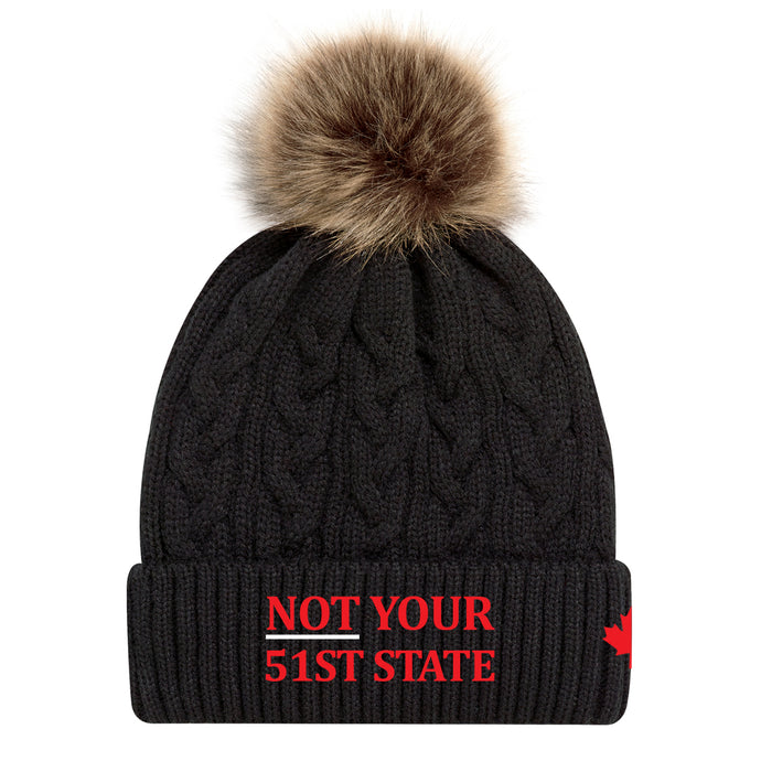 Not Your 51st State Adult Cuffed Knit Toque with Pom, Black