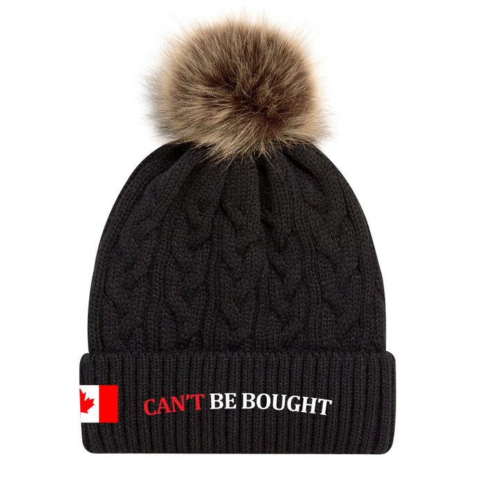 Proud Canadian Adult Cuffed Knit Toque with Pom, Black